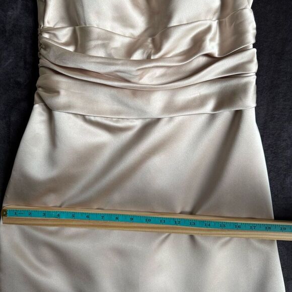 Davids Bridal Satin Halter Evening Dress Womens 8 Champagne Formal Bridal Party - Picture 16 of 16